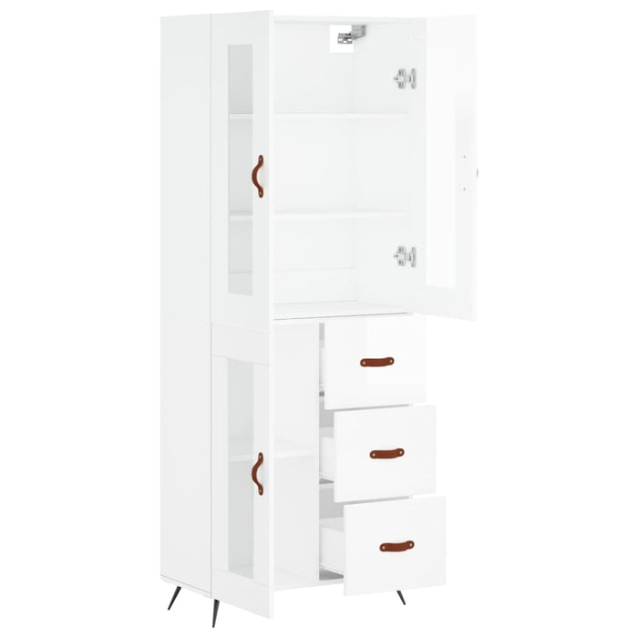 Dulap înalt, alb extralucios, 69,5x34x180 cm, lemn compozit WALTI