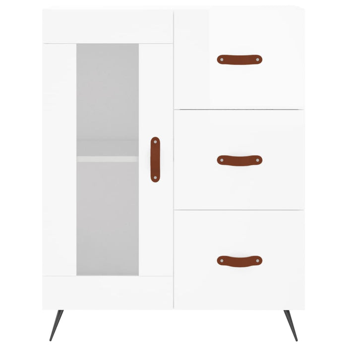 Dulap înalt, alb extralucios, 69,5x34x180 cm, lemn compozit WALTI