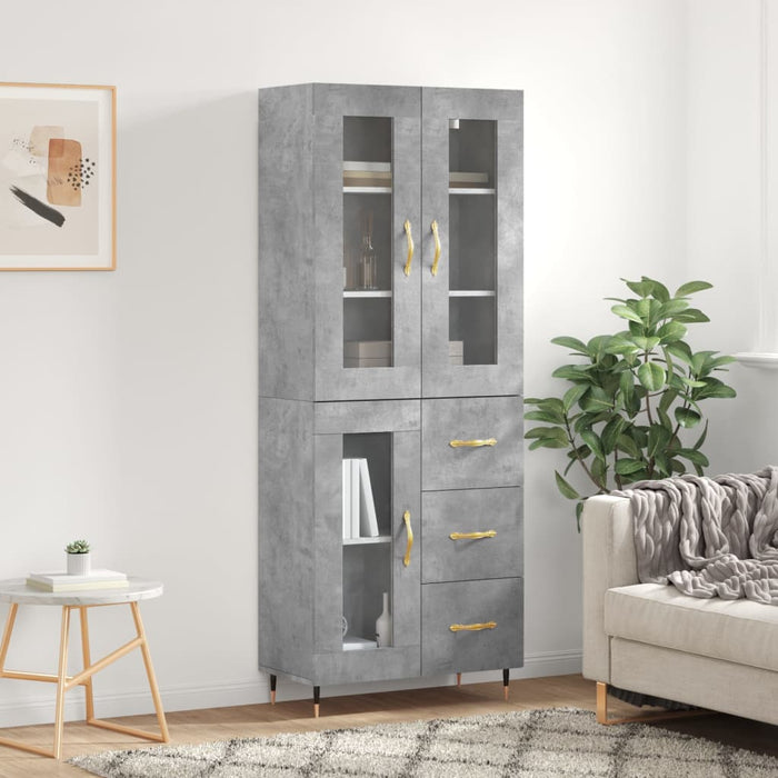 Dulap înalt, gri beton, 69,5x34x180, lemn compozit WALTI