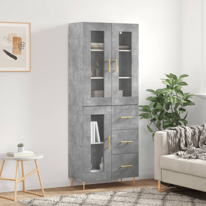 Dulap înalt, gri beton, 69,5x34x180, lemn compozit WALTI