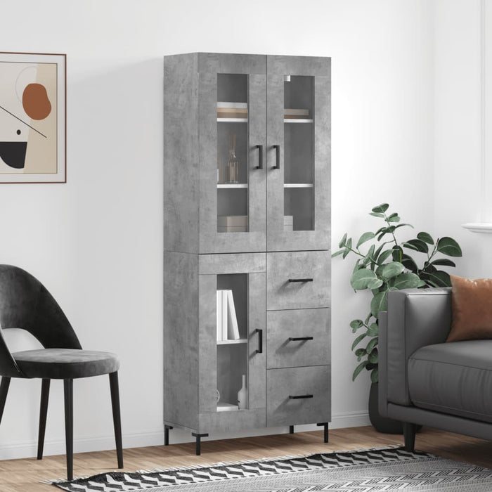 Dulap înalt, gri beton, 69,5x34x180, lemn compozit WALTI