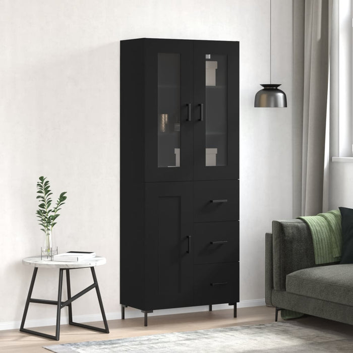Dulap înalt, negru, 69,5x34x180 cm, lemn compozit WALTI