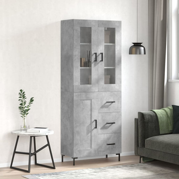 Dulap înalt, gri beton, 69,5x34x180, lemn compozit WALTI