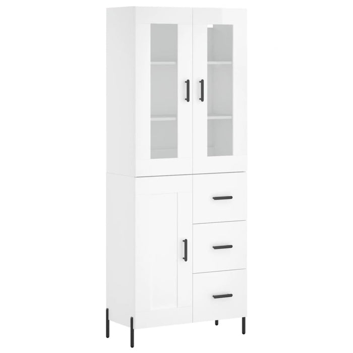 Dulap înalt, alb extralucios, 69,5x34x180 cm, lemn compozit WALTI