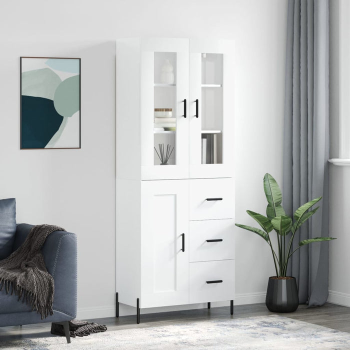 Dulap înalt, alb extralucios, 69,5x34x180 cm, lemn compozit WALTI