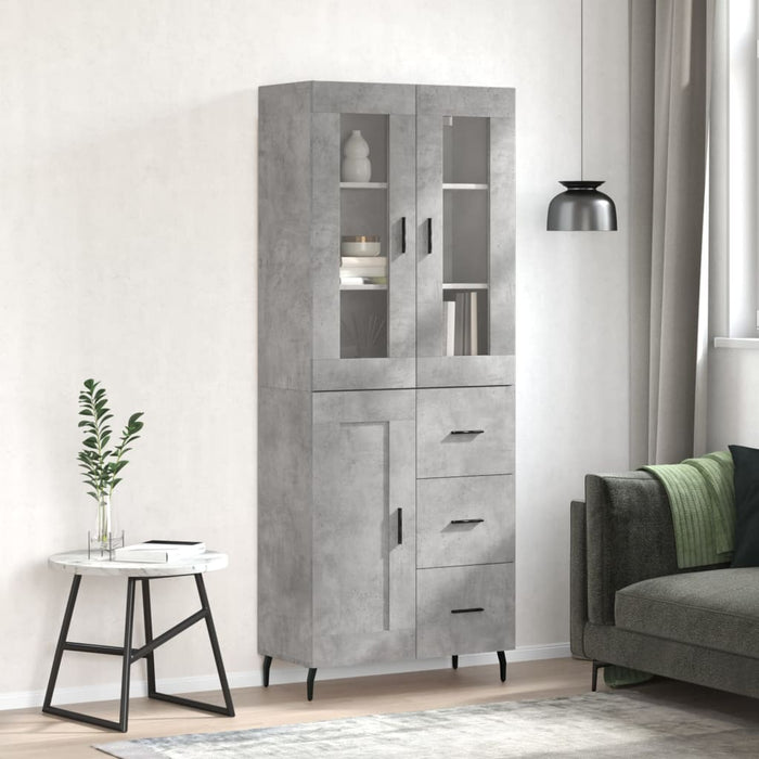 Dulap înalt, gri beton, 69,5x34x180, lemn compozit - WALTI WALTI