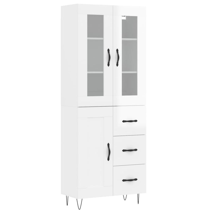 Dulap înalt, alb extralucios, 69,5x34x180 cm, lemn compozit WALTI