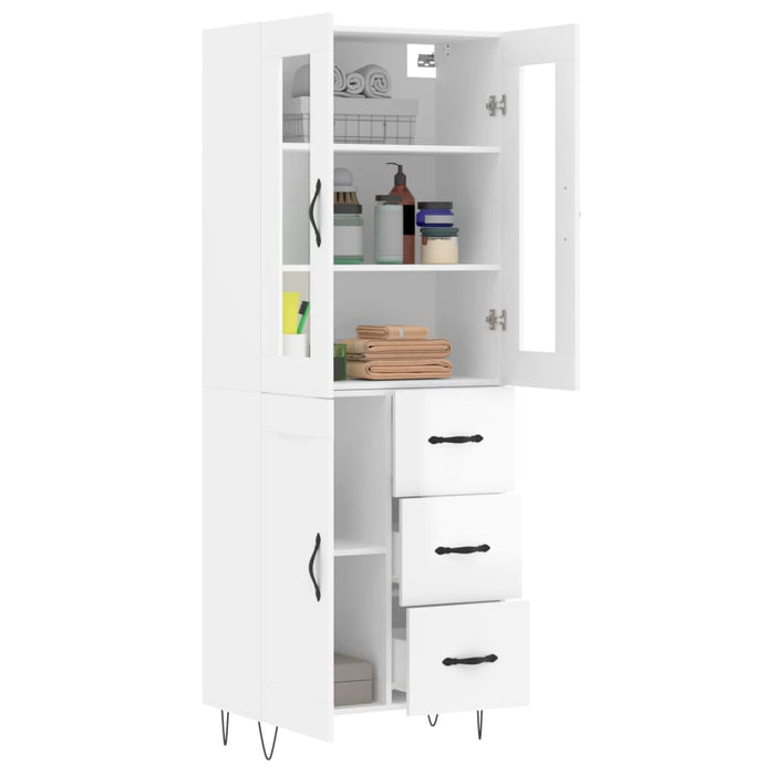 Dulap înalt, alb extralucios, 69,5x34x180 cm, lemn compozit WALTI