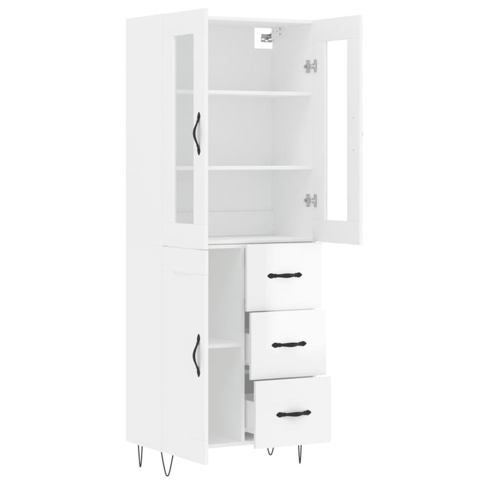 Dulap înalt, alb extralucios, 69,5x34x180 cm, lemn compozit WALTI