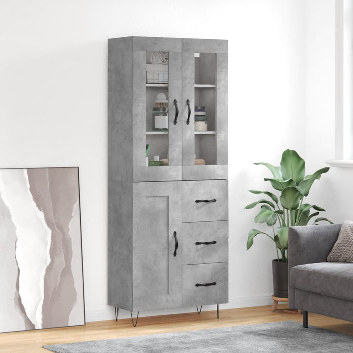 Dulap înalt, gri beton, 69,5x34x180, lemn compozit - WALTI WALTI