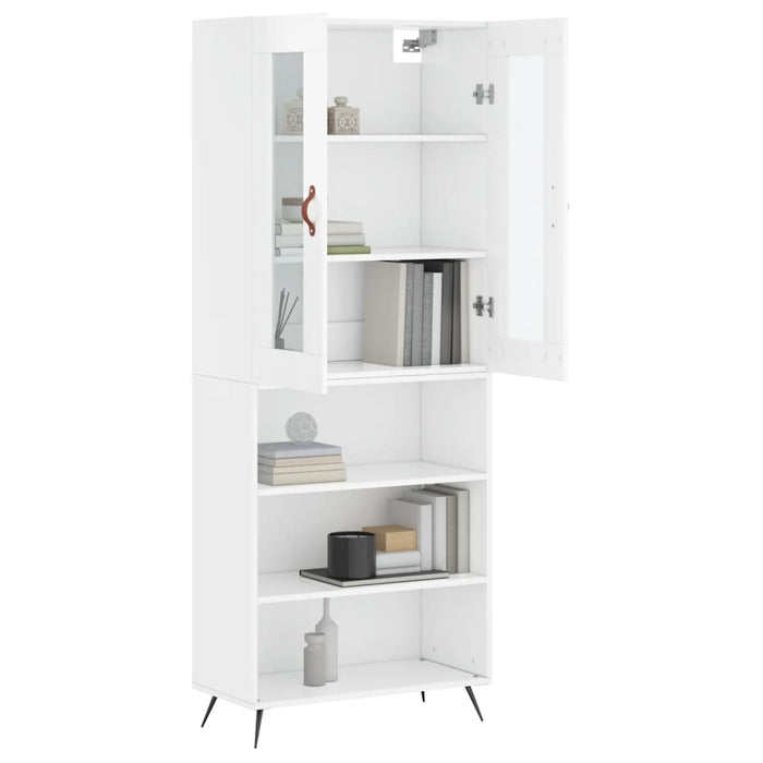 Dulap înalt, alb extralucios, 69,5x34x180 cm, lemn compozit WALTI