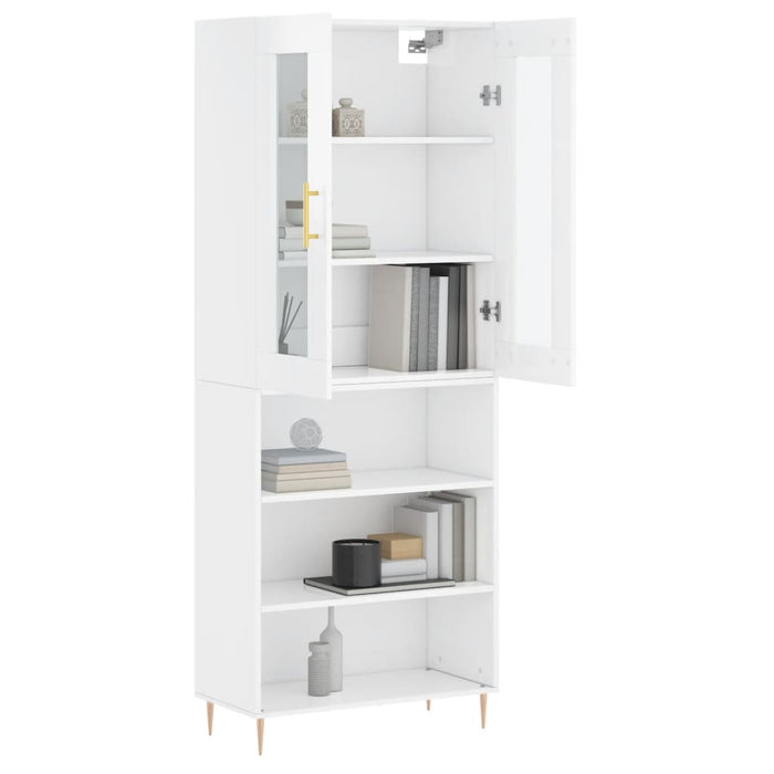 Dulap înalt, alb extralucios, 69,5x34x180 cm, lemn compozit WALTI