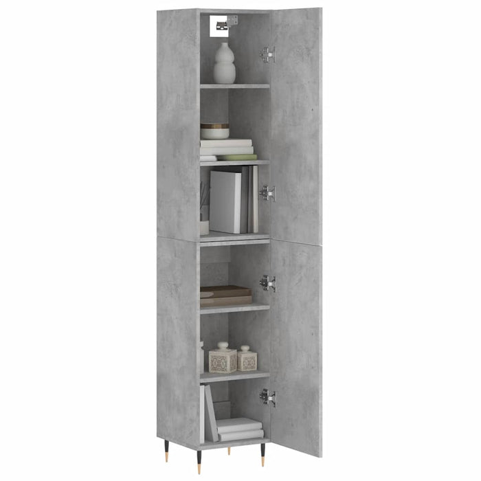 Dulap înalt, gri beton, 34,5x34x180 cm, lemn prelucrat WALTI
