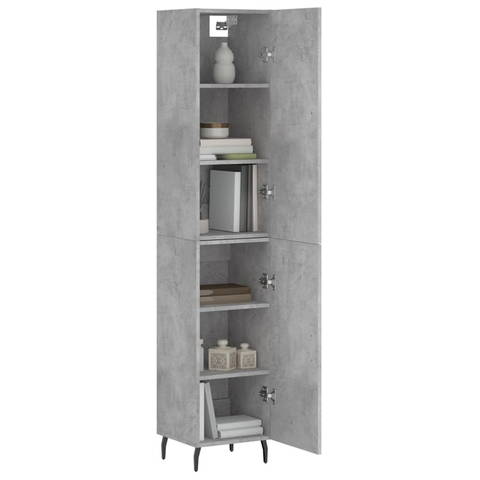 Dulap înalt, gri beton, 34,5x34x180 cm, lemn prelucrat WALTI