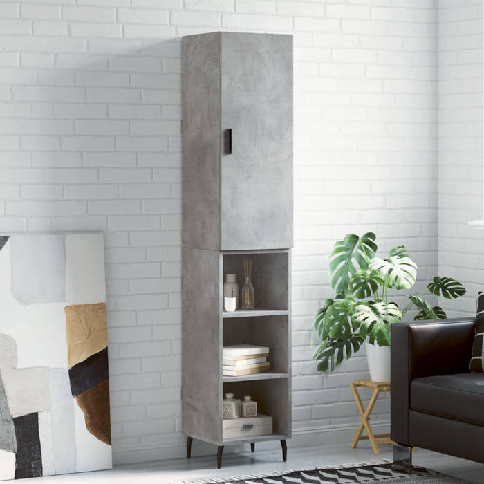 Dulap înalt, gri beton, 34,5x34x180 cm, lemn prelucrat WALTI
