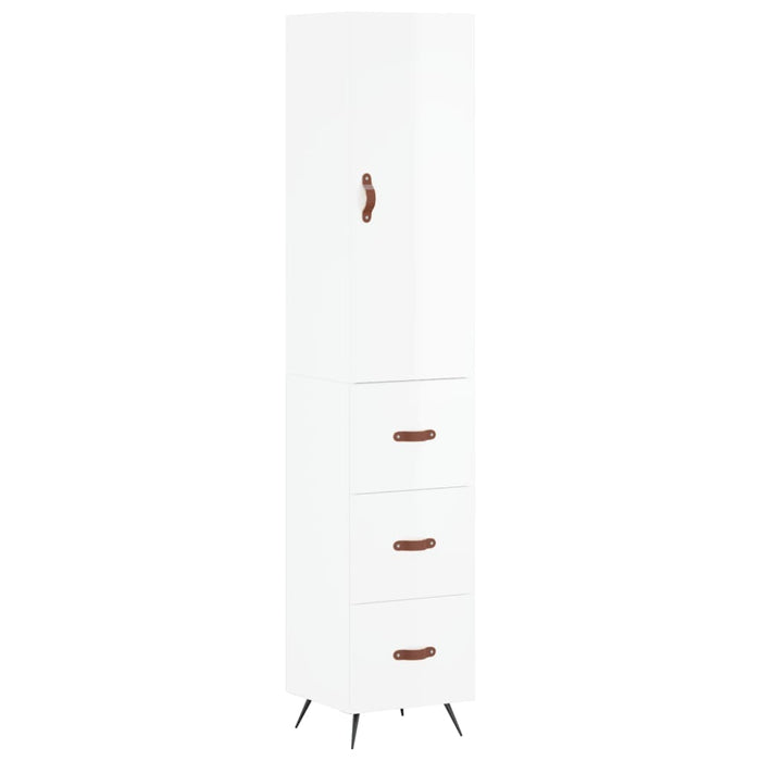 Dulap înalt, alb extralucios, 34,5x34x180 cm, lemn prelucrat WALTI