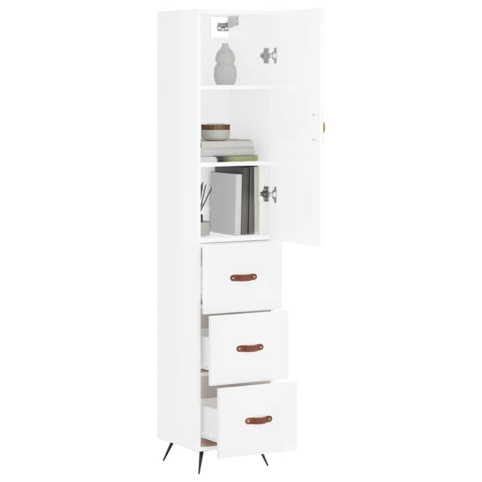 Dulap înalt, alb extralucios, 34,5x34x180 cm, lemn prelucrat WALTI