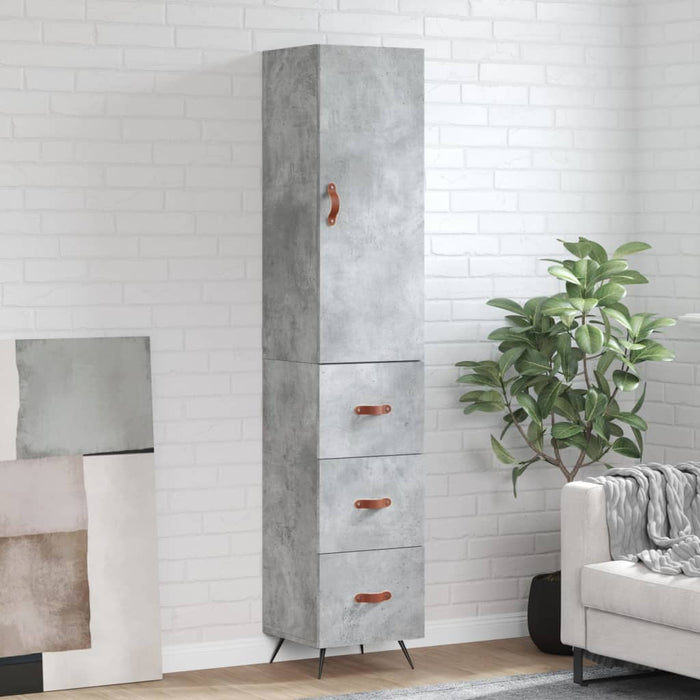 Dulap înalt, gri beton, 34,5x34x180 cm, lemn prelucrat - WALTI WALTI