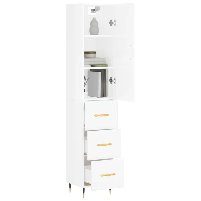 Dulap înalt, alb extralucios, 34,5x34x180 cm, lemn prelucrat WALTI