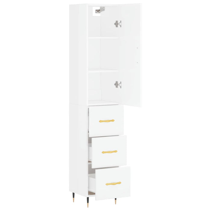 Dulap înalt, alb extralucios, 34,5x34x180 cm, lemn prelucrat WALTI