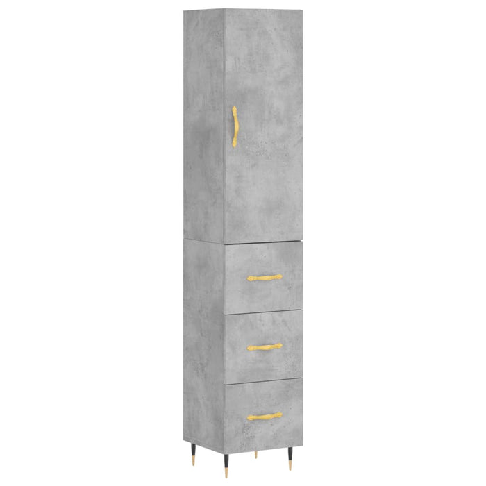 Dulap înalt, gri beton, 34,5x34x180 cm, lemn prelucrat - WALTI WALTI