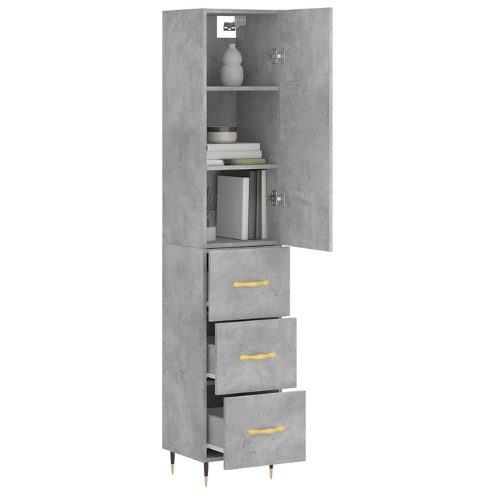 Dulap înalt, gri beton, 34,5x34x180 cm, lemn prelucrat - WALTI WALTI