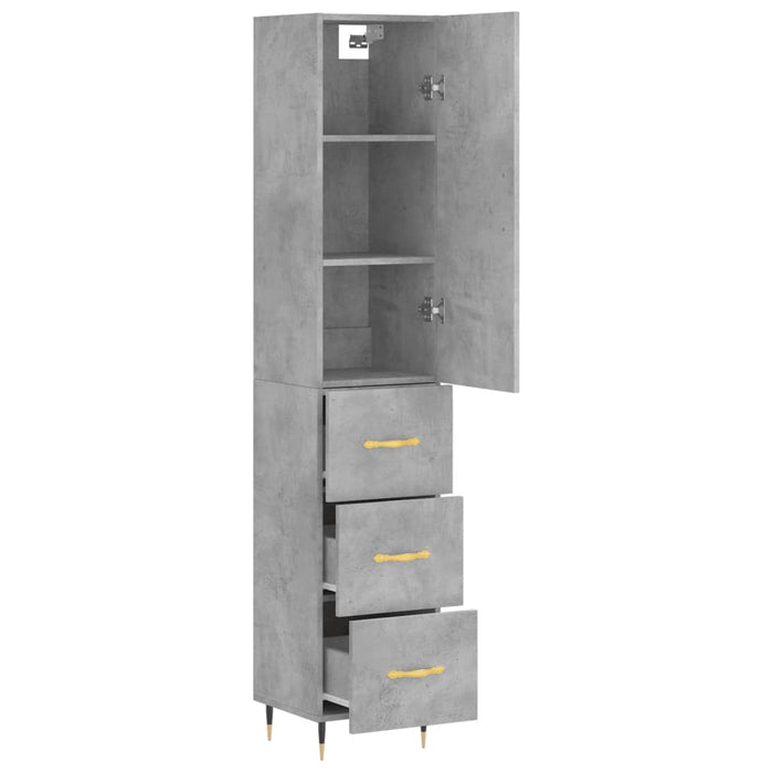 Dulap înalt, gri beton, 34,5x34x180 cm, lemn prelucrat - WALTI WALTI