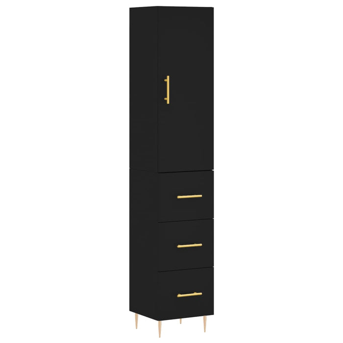 Dulap înalt, negru, 34,5x34x180 cm, lemn prelucrat WALTI