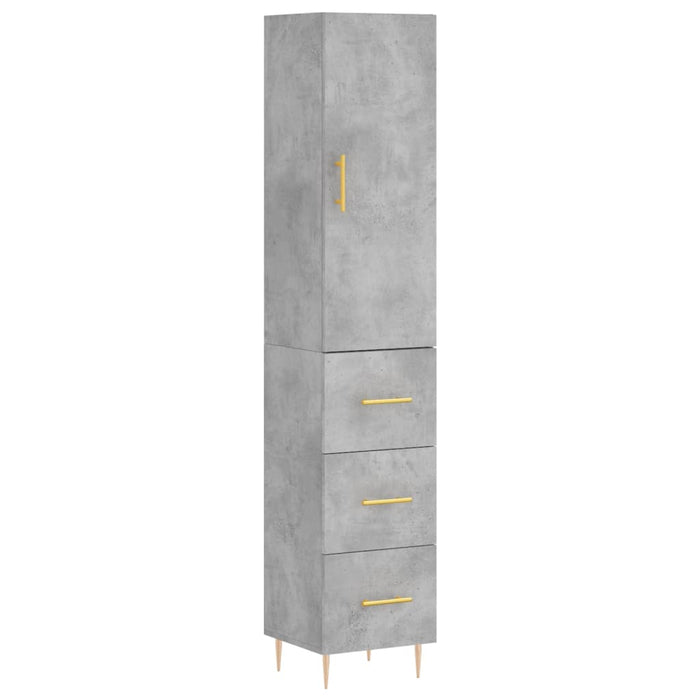 Dulap înalt, gri beton, 34,5x34x180 cm, lemn prelucrat - WALTI WALTI