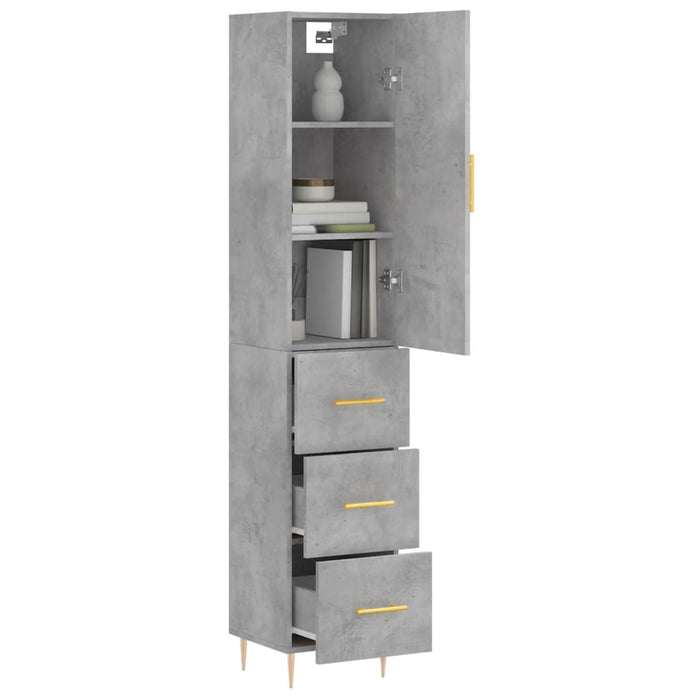Dulap înalt, gri beton, 34,5x34x180 cm, lemn prelucrat - WALTI WALTI