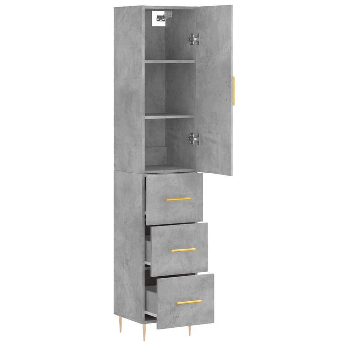 Dulap înalt, gri beton, 34,5x34x180 cm, lemn prelucrat - WALTI WALTI