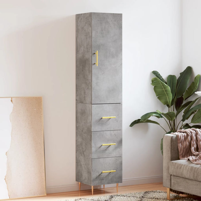 Dulap înalt, gri beton, 34,5x34x180 cm, lemn prelucrat - WALTI WALTI