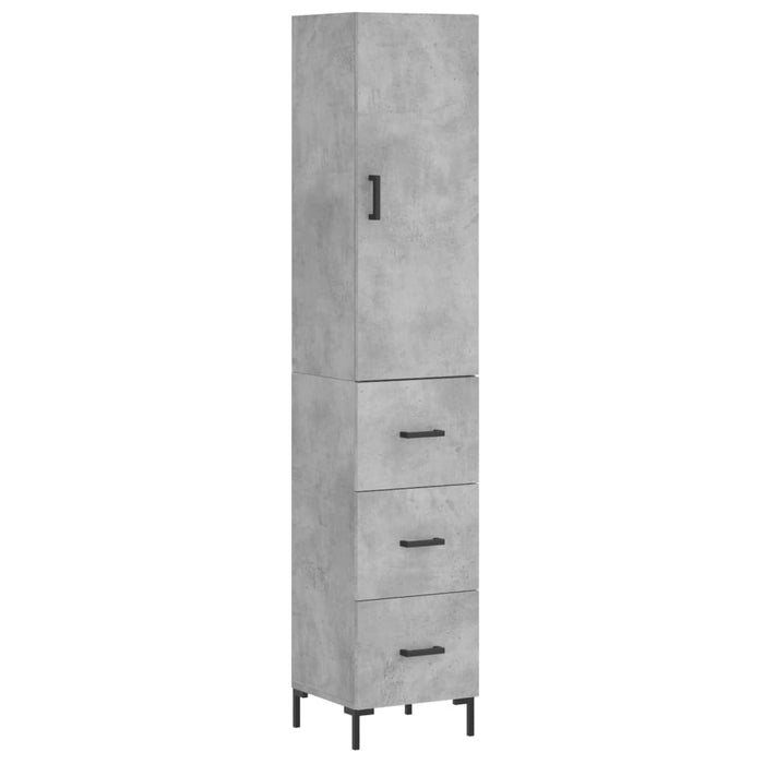 Dulap înalt, gri beton, 34,5x34x180 cm, lemn prelucrat WALTI