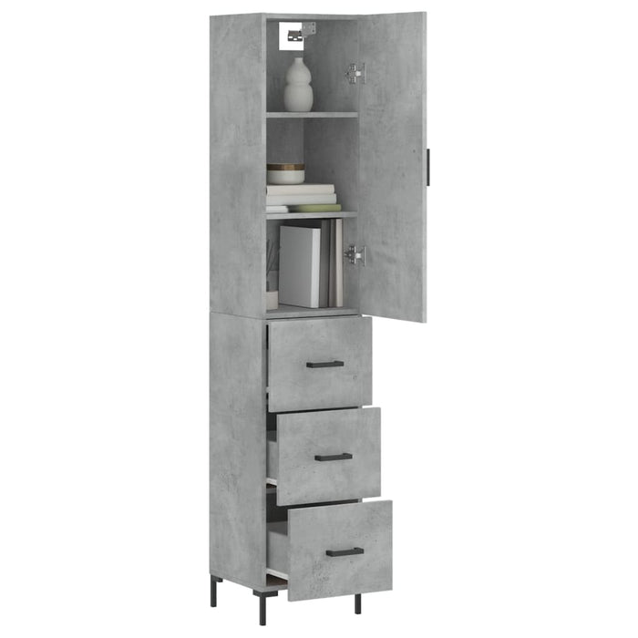 Dulap înalt, gri beton, 34,5x34x180 cm, lemn prelucrat WALTI