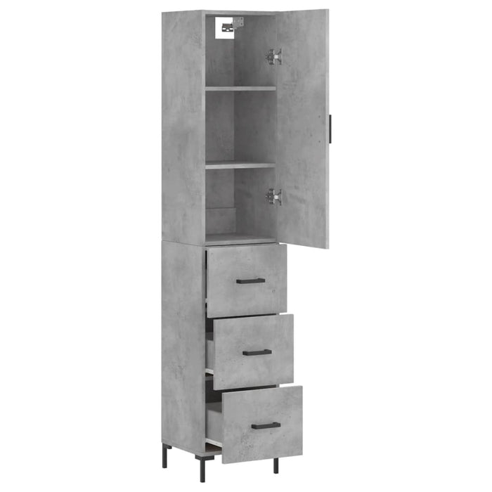 Dulap înalt, gri beton, 34,5x34x180 cm, lemn prelucrat WALTI