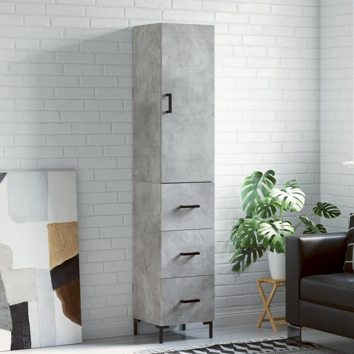 Dulap înalt, gri beton, 34,5x34x180 cm, lemn prelucrat WALTI