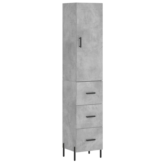 Dulap înalt, gri beton, 34,5x34x180 cm, lemn prelucrat - WALTI WALTI
