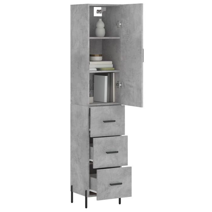 Dulap înalt, gri beton, 34,5x34x180 cm, lemn prelucrat - WALTI WALTI