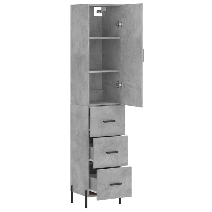 Dulap înalt, gri beton, 34,5x34x180 cm, lemn prelucrat - WALTI WALTI