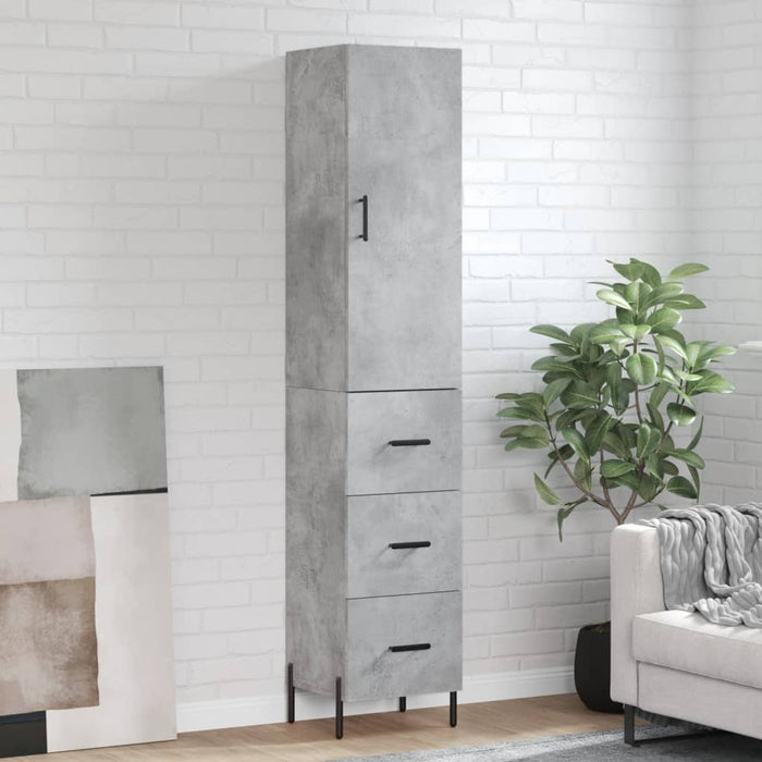 Dulap înalt, gri beton, 34,5x34x180 cm, lemn prelucrat - WALTI WALTI