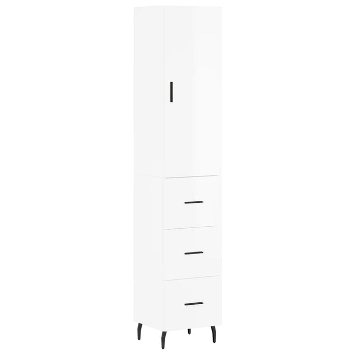 Dulap înalt, alb extralucios, 34,5x34x180 cm, lemn prelucrat WALTI