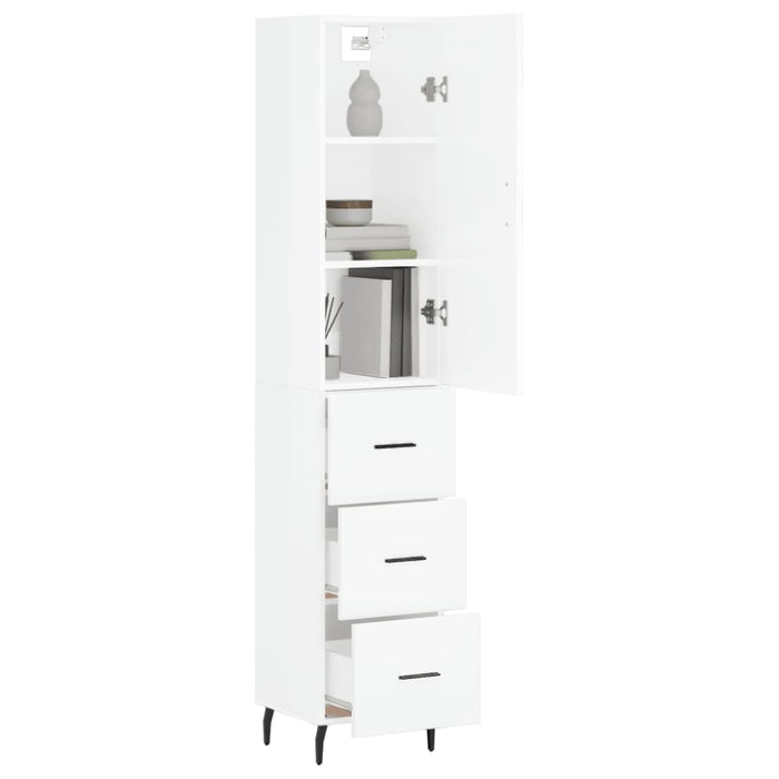 Dulap înalt, alb extralucios, 34,5x34x180 cm, lemn prelucrat WALTI