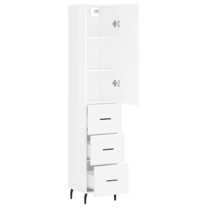 Dulap înalt, alb extralucios, 34,5x34x180 cm, lemn prelucrat WALTI