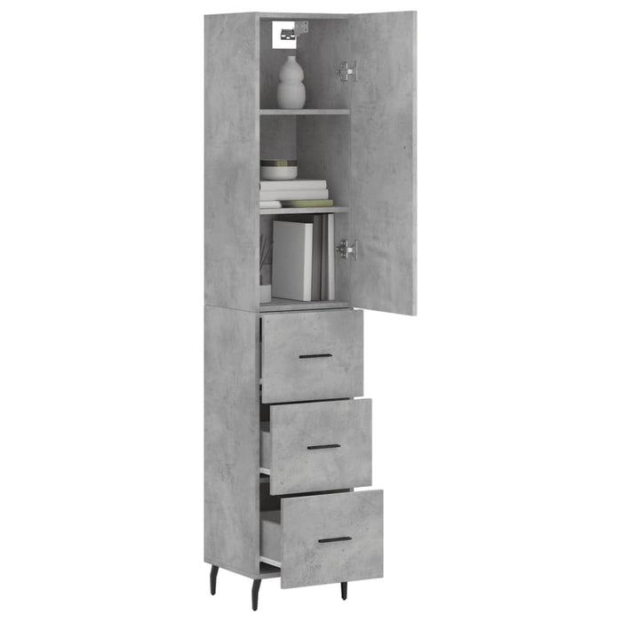 Dulap înalt, gri beton, 34,5x34x180 cm, lemn prelucrat WALTI