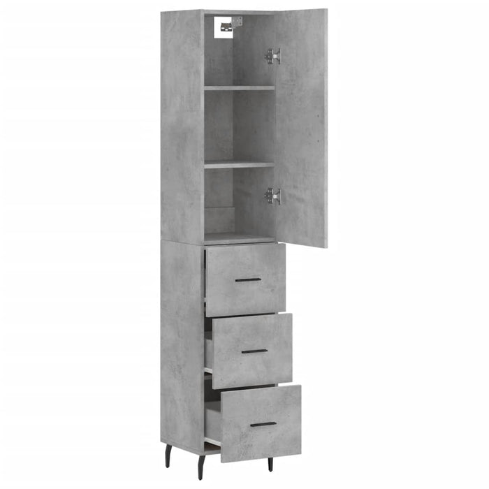Dulap înalt, gri beton, 34,5x34x180 cm, lemn prelucrat WALTI