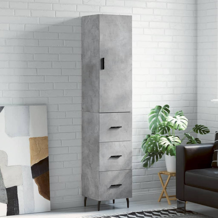 Dulap înalt, gri beton, 34,5x34x180 cm, lemn prelucrat WALTI
