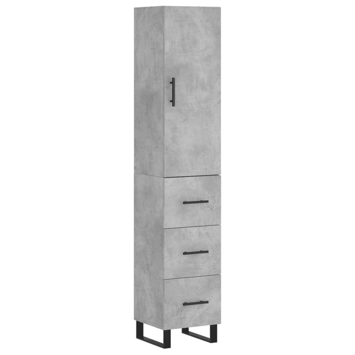 Dulap înalt, gri beton, 34,5x34x180 cm, lemn prelucrat - WALTI WALTI