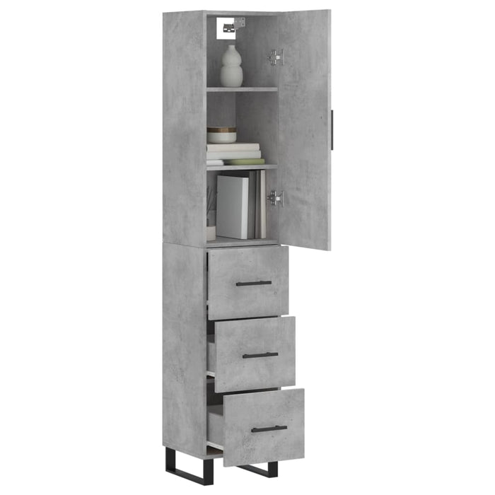 Dulap înalt, gri beton, 34,5x34x180 cm, lemn prelucrat - WALTI WALTI