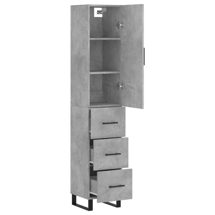 Dulap înalt, gri beton, 34,5x34x180 cm, lemn prelucrat - WALTI WALTI