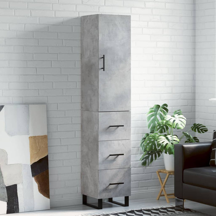 Dulap înalt, gri beton, 34,5x34x180 cm, lemn prelucrat - WALTI WALTI